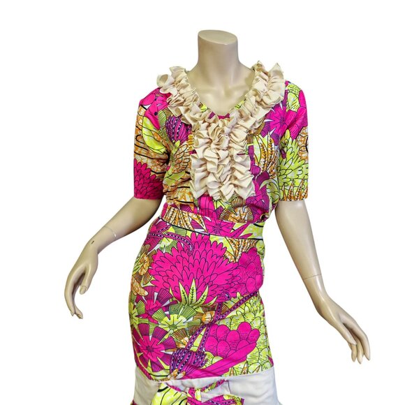 Vintage 1960s African Waxhaus Hummingbird Print Two-Piece Set Super Wax Cotton - Picture 3 of 17